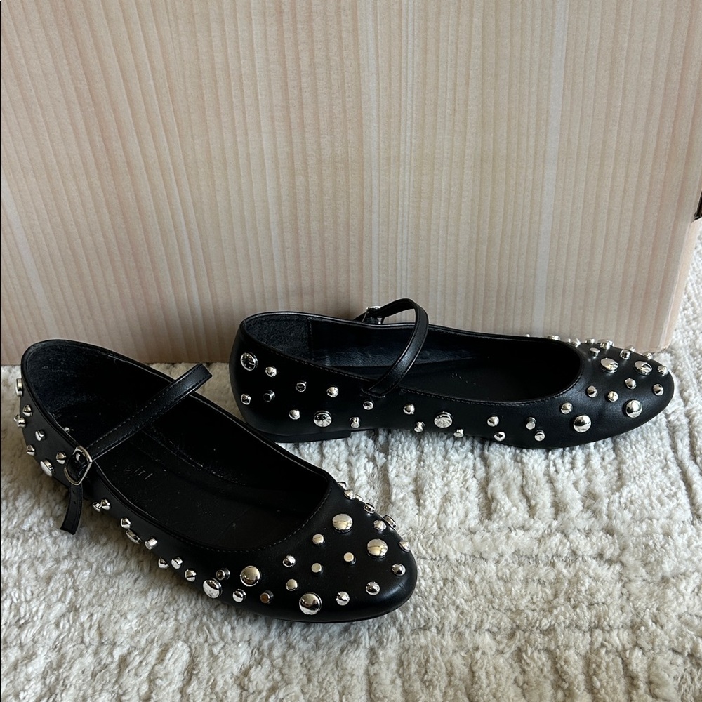 Madden Girl Black Studded Mary Jane Flats